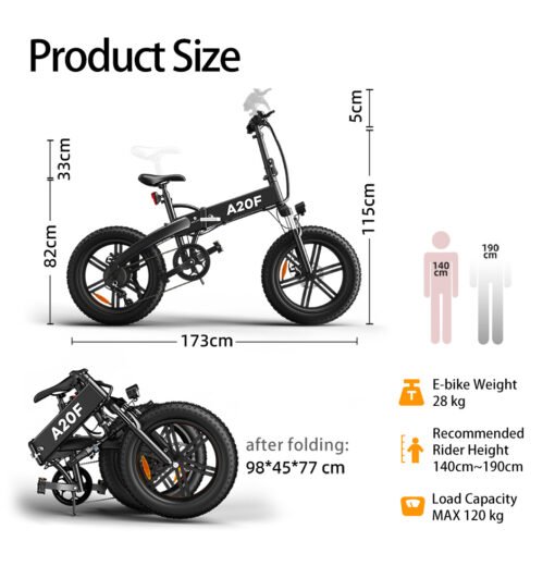 Vélo Électrique Pliable ADO A20+ 500W Blanc – Image 2