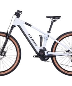 VTT Électrique Tout-Suspendu Cube Stereo Hybrid 120 Pro 750 Shimano Deore 12V 750 Wh 29'' Blanc Flash 2023