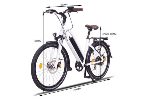 NCM Milano 28 vélo électrique, Urbain, blanc mat - Shimano - Batterie 624Wh 175-200 cm – Image 4