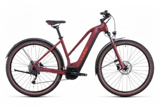 VTC Électrique Cube Nuride Hybrid Performance 625 Allroad Trapeze Shimano Alivio 9V 625 Wh 700 mm Rouge Dark 2022