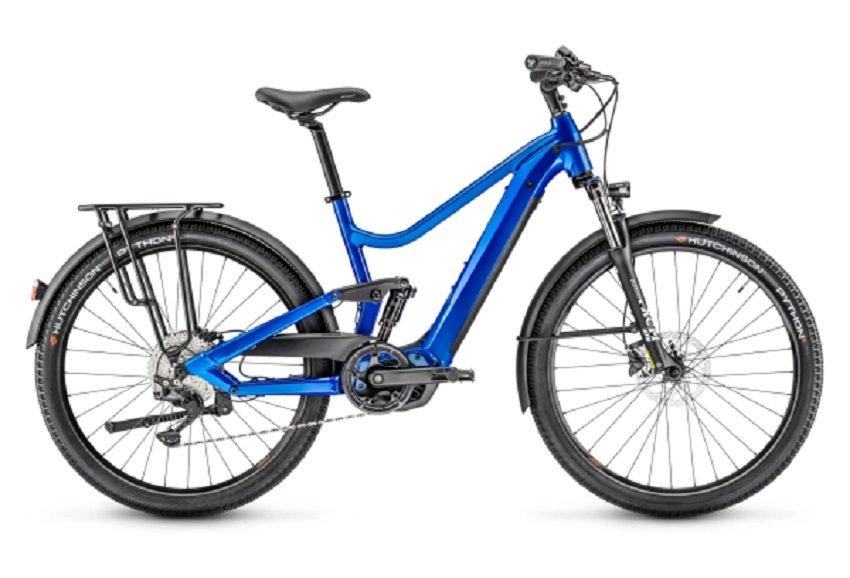 VTC Électrique Tout-Suspendu Moustache Samedi 27 Xroad FS 3 Shimano Deore 10V 500 Wh 27.5'' Bleu 2023