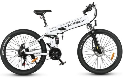 VTT Électrique Pliable Samebike LO26-II 500W 26" avec Roue à Rayons 10Ah 35km/h 80km Blanc