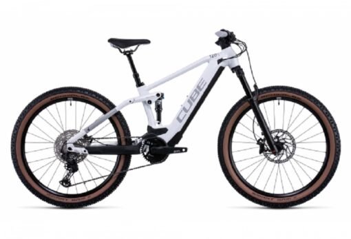 VTT Électrique Tout-Suspendu Cube Stereo Hybrid 120 SL 625 27.5 Shimano Deore/XT 12V 625 Wh 27.5'' Blanc 2022