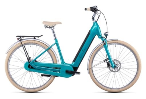 Vélo de Ville Électrique Cube Ella Cruise Hybrid 500 Easy Entry Shimano Nexus 7V 500 Wh 700 mm Bleu Aquamarine 2022