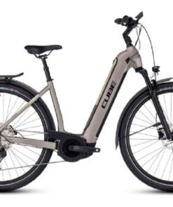 Vélo de Ville Électrique Cube Kathmandu Hybrid Pro 750 Easy Entry Shimano Deore 11V 750 Wh 700 mm Beige Gris Flash Stone 2023