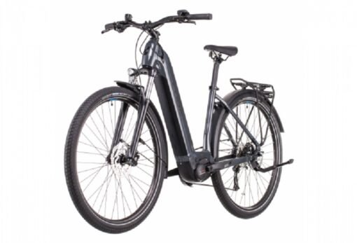 Vélo de Ville Électrique Cube Touring Hybrid One 500 Easy Entry Shimano Alivio 9V 500 Wh 700 mm Gris Bleu 2022 – Image 3