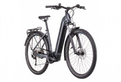 Vélo de Ville Électrique Cube Touring Hybrid One 500 Easy Entry Shimano Alivio 9V 500 Wh 700 mm Gris Bleu 2022 – Image 2