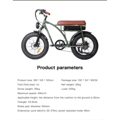 Vélo électrique BEZIOR XF001 rétro 45km/h 1000W moteur 20 pouces 48V12.5Ah Noir – Image 4