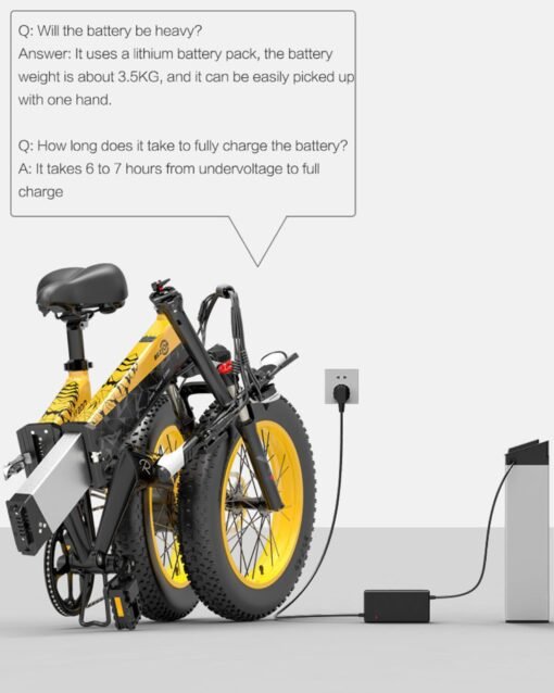 Vélo électrique BEZIOR XF200 1000W 40km/h noir jaune – Image 5