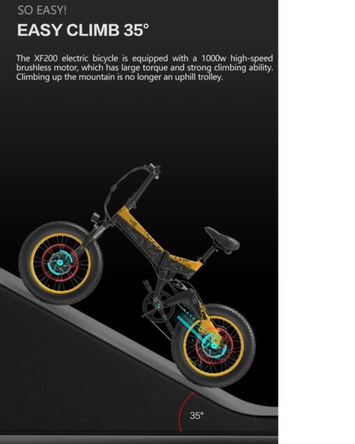 Vélo électrique BEZIOR XF200 1000W 40km/h noir jaune – Image 4