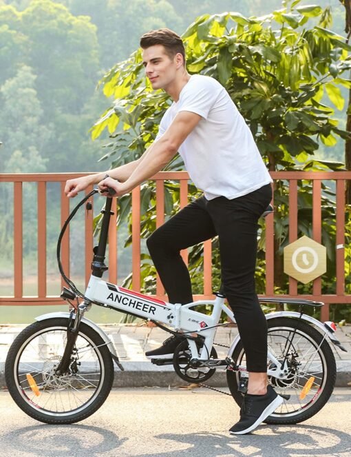 Vélo électrique Pliant ANCHEER Vélo Adulte AN-EB002 20 Pouces Blanc – Image 2