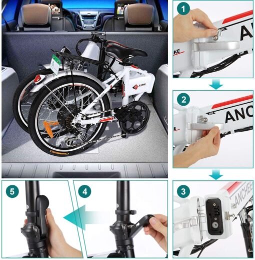 Vélo électrique Pliant ANCHEER Vélo Adulte AN-EB002 20 Pouces Blanc – Image 3
