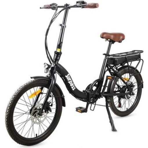 Vélo Électrique pliant Surpass 20'' Noir 6 Vitesses Pliant Batterie 10 Ah