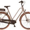 Vélo de ville électrique hollandais moteur central CORTINA E-Foss N8 cadre bas beige