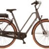 Vélo de ville électrique hollandais moteur central CORTINA E-Foss N8 cadre bas beige