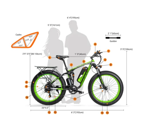 Vélo électrique de montagne Cyrusher XF800 fatbike 750W 13Ah bleu – Image 2