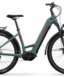 Vélo électrique de randonnée Winora Yucatan X12 metallic stone blue matte cadre ouvert