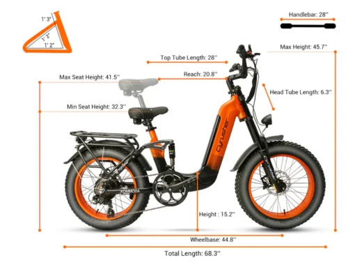 VTT électrique Cyrusher Kommoda pas à pas 750W 14Ah Orange – Image 6